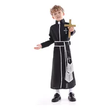 Disfraz De Sacerdote Color Negro Para Niños Talla Unica