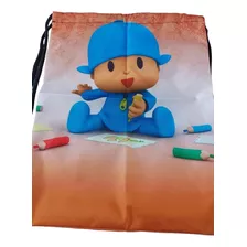 Bolsa Tipo Mochila Infantil Preescolar Pocoyo Con Cordón 