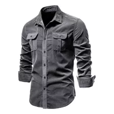 Camisas De Algodão De Veludo Cotelê Masculinas Casuais De La