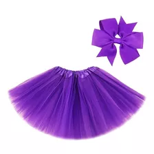 Tutu Liso Falda De Tul Para Niña +pinza Para El Cabello