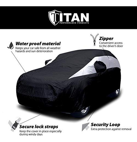 Cubierta De Coche Titan Jet Black Poly 210t Para Suv De Foto 7