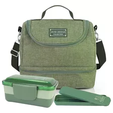 Kit Bolsa Lancheira Termica Feminina Marmita E Porta Talher