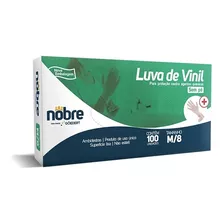 Luva Vinil Antialergica Sem Pó M C/100 Distri Anvisa Nobre 