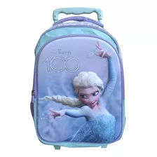 Mochila Infantil Escolar 3d Frozen 40x30x11 Ruedas Carro