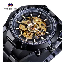 Relógio Masculino Forsining Skeleton Automatic Em Aço Inoxid