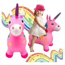 Montable Caballito Unicornio Inflable Brinca Luz Sonido Rosa