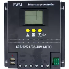 Controlador De Carga 60a 12v 24v 36v 48v Energia Solar 2 Usb