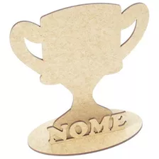 10 Lembrancinha Troféu Futebol Personalizado Mdf Cru