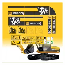 Kit Etiquetas Adesivos Escavadeira Hidráulica Jcb Js200 Lc