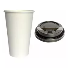 Vaso Para Cafe Papel Blanco C/tapa Agitador 16 Oz (100 Pzas)