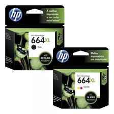 Kit Cartucho Hp 664xl Preto + Color Original 2136 5076 2676