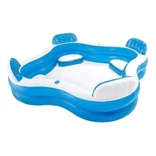 Alberca Inflable Cuadrada Intex Inflable 56475 De 229cm X 229cm X 66cm 990l Azul Y Blanca Caja