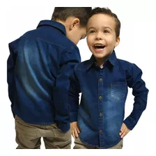 Camisa Jeans Infantil Menino Masculina Criança Premium Luxo