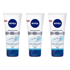 Kit C/03 Nivea Hand 3em1 Creme P/ Mãos 75g