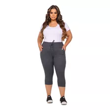 Calça Plus Size Corsario Feminina Com Elastano Capri 3/4 