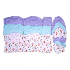 Pack 3 Ajuar Bebe 0 A 3 Meses 15 Piezas - Niña Solcolorbaby