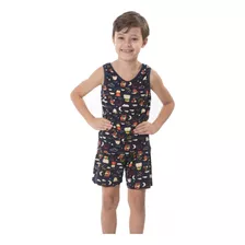 Pijama Regata Infantil Masculino Roupa De Dormir Criança