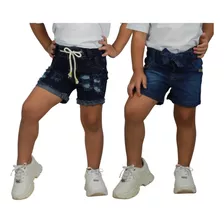  2 Shorts Jeans Feminino Infantil 3/4/6/8/10/12/14/16 Anos 