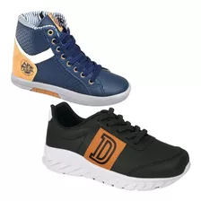 Combo 2 Pares Tenis Infantil Masculino Confortavel Urbano