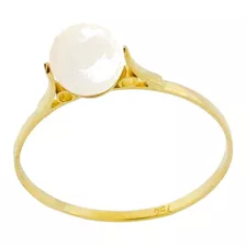 Anel Feminino Ouro 18k Pérola Natural 5,00mm Mães Namorados