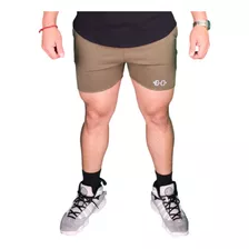 Short Gym Hombre Corto Algodón Slim Bolsillo Cierre