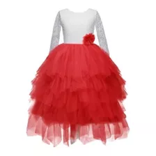 Vestido De Encaje Manga Larga Con Tutu 