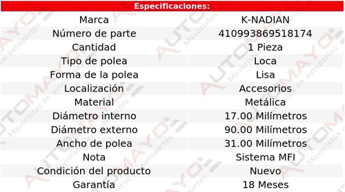 Polea Accesorios Metalica Lisa K-nadian 928 V8 5.0l 89 Foto 3