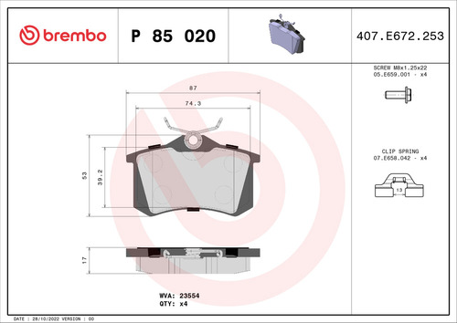 Balata Brembo Saveiro 1.6 2017 2018 2019 Foto 2