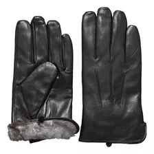 Guantes De Cuero Genuino Suave Forrado De Piel De Conejo De