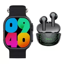 Smart Watch W69 Plus Ultra Y Audífonos Lenovo Xt95 Pro Negro