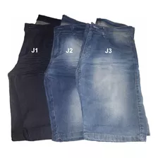 Bermuda Jeans Masculina Slim Com Lycra Sarja Atacado