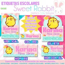 Etiquetas Escolares Editables-imprimibles Piu Piu + Tablas