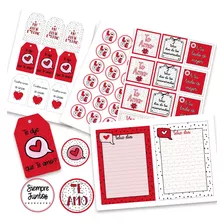 Kit Imprimible San Valentín Enamorados Tags Etiqueta Sticker