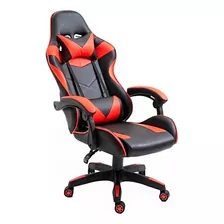 Silla Gamer Ergonómica Ajustable Giratoria Rojo Y Negro