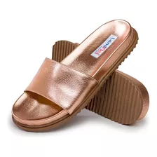 Rasteirinha Feminina Chinelo Slide Metalizada Confortável