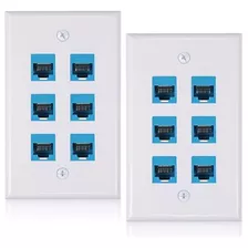 2 Piezas De Placa De Pared Ethernet De 6 Puertos, Rj45 Cat6 