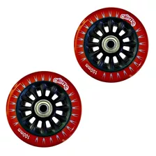 Roda Patinete 100 Mm Creme Vermelha 83a + Rolamentos Abec 5