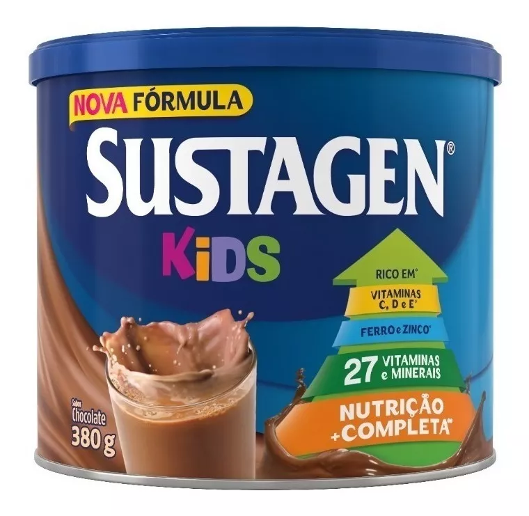 Fórmula Infantil Em Pó Mead Johnson Sustagen Kids Sabor Chocolate  Em Lata De 380g A Partir Dos 3 Anos