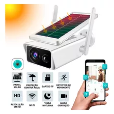 Câmera De Segurança Wifi Energia Solar Ou Bateria Full Hd Cor Branco