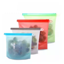 Kit 4 Saco Porta Alimentos Reutilizável Silicone Freeze 