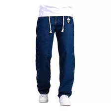 Calça Jeans Reta Masculina Larga Skatista