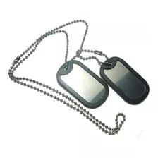 Corrente E Placa Identificação Militar Dog Tag Em Aço Ref307