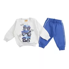 Conjunto Abrigo Bebê Rolu Blusa Moletom Estampada + Calça