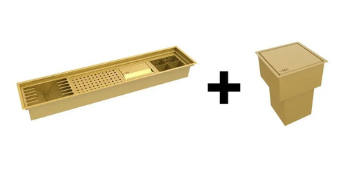 Kit Escorredor Embutido 90cm + Lixeira 4l Click Dourado Dourado