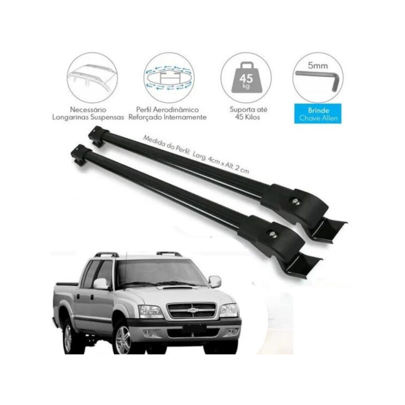 Bagageiro Chevrolet S10 Blazer 95/11 Maleiro Teto SportRack + Rack Travessa  Larga Projecar