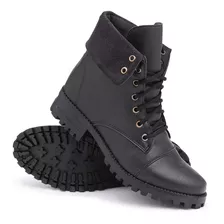 Bota Feminina Coturno Militar Galocha Leve Casual Cano Médio