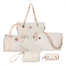 Set 6 Bolsas Mujer Cartera Estampada Moda Dama Cosmetiquera