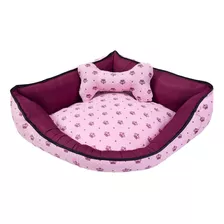 Colchonete Cama Caminha Pet Casa Laura Enxovais Coroa Rosa Com Almofada Ossinho Estampado Luxo 100% Algodão Tamanho Extra Grande