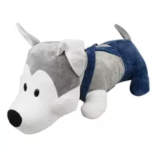 Cachorro Husky Com Macacão Em Pelúcia 63 Cm