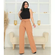 Calça De Moletom Feminina Inverno Pantalona Wide Leg